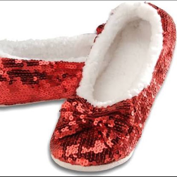 Snoozies Red Sequin Ballet Slippers - Picture 1 of 11